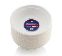 H&Co Bagasse Bowls, 20cm - 32 Oz, Bamboo Material, Heavy Duty, Pack of 50, Eco-Friendly, Hot or Cold Use