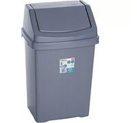 H-Collection 25 Litre Swing Bin Rectangular Robust 30x26x54 cm Grey Bin Waste Bin