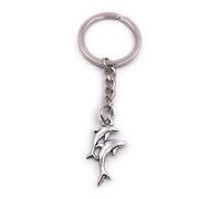 H-Customs 2 dolphins fish key ring pendant silver metal