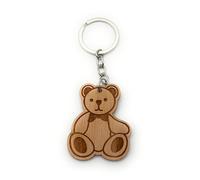 H-Customs Bear Animal Cuddly Bear Cute Keyring Pendant Wooden Beige, beige, One Size