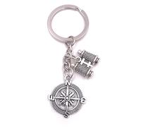 H-Customs Binoculars with directions Key ring pendant silver metal
