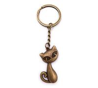 H-Customs Cat Sitting Figure Keychain Pendant Bronze metal