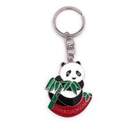 H-Customs China panda bear bamboo key ring pendant silver metal