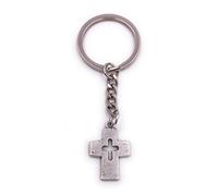 H-Customs Cross of Jesus Christ Church Keychain Silver metal pendant