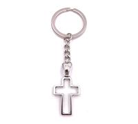 H-Customs Cross of Jesus Christ Keychain Silver metal pendant