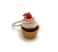 H-Customs cupcake muffin pastry with cherry keychain pendant brown