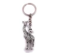 H-Customs Giraffe with child key ring pendant silver metal