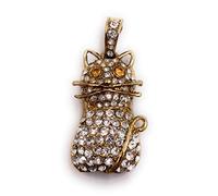 H-Customs Golden Cat Complete Golden Metal Stones USB Stick 16GB USB 2.0