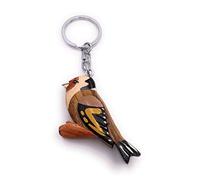 H-Customs Goldfinch Bird Cute Sweet Wood Noble Handmade Keychain Pendant