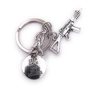 H-Customs Keep calm and kill zombies m16 keyring pendant silver metal