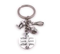 H-Customs Mixer Whisk Muffin Kitchen Baking Equipment Silver Keychain Pendant