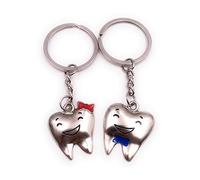 H-Customs Partner Pendant Tooth Teeth Red Blue Love Partnership Silver Key Chain Pendant