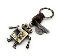 H-Customs robot machine man contraption bronze leather keychain pendant bronze