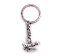H-Customs Sparrow Dove bird key chain pendant silver metal