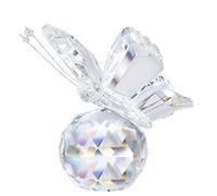 H&D Crystal Flying Butterfly with Glass Ball Base Figurine Collection Ornament Statue Animal Collectible(clear)