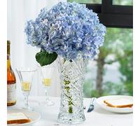 H&D HYALINE & DORA 11.2'' Tall Glass Flower Vase Sunflower Shape Design,Thickened Clear Crystal Glass Vase Gift for Flower Lovers