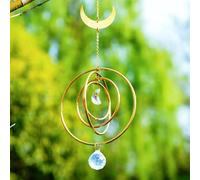 H&D HYALINE & DORA 11 Inch Suncatcher Moon Sun Catcher Crystal Wind Chimes for Window Hanging Crystals with Glass Ball Prisms for Home Wedding Garden Decor