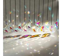 H&D HYALINE & DORA 12pcs 1.1"/30mm Crystal Suncatcher Prism Suncatchers for Windows Hanging AB Color Glass Moon Sun Catcher Pendants Rainbow Maker for Home Room Indoor Windows Decor