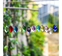 H&D HYALINE & DORA 12PCS 38mm Mutil-Colors Crystal Suncatcher Chandelier Prism,Glass Faceted Horse Eyes Suncatcher Window Hanging Decor