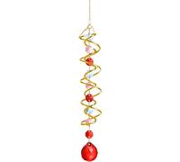 H&D HYALINE & DORA 17.7in Suncatcher Wind Spinner Gazing Ball Spiral Tail,Crystal Decorative Wind Spinner,Wind Spinner Sun Catcher with Octagonal Beads,Window Hanging for Outdoor Garden Decor
