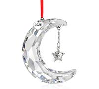 H&D HYALINE & DORA 2026 Christmas Moon Ornament Crystal Christmas Moon Hanging Ornament Clear Crystal Suncatcher Ornament for Xmas Winter Party Home Decor