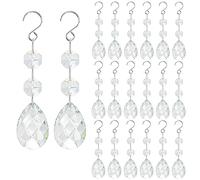 H&D HYALINE & DORA 20pcs 38mm Clear Grid Chandelier Crystal Pendants,Crystals Beads for Chandeliers,Hanging Crystals Suncatcher with Hooks for Windows Home Decor