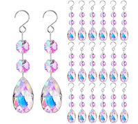 H&D HYALINE & DORA 20pcs 38mm Teardrop Crystal Pendants, Colorful Teardrop Crystals for Chandeliers with Hooks