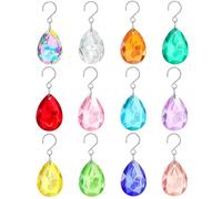 H&D HYALINE & DORA 38mm Crystal Suncatcher Prisms Multicolor Bauhinia Chandelier Crystals Replacement Chandeliers Glass Beads for Window Hanging Decor(12 Pack)