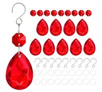 H&D HYALINE & DORA 3Inch Crystal Suncatcher Bauhinia Prisms Pendants 10Pcs Chandelier Crystals Replacement Hanging Sun Catcher Beads for DIY Arts Crafts Decor (Red)