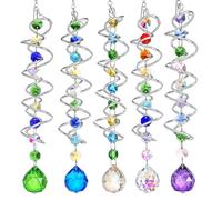 H&D HYALINE & DORA 5 Pack Sun Catchers Crystal Suncatchers for Windows Hanging Gazing Ball Spiral Tail Wind Spinners for Yard and Garden Indoor Home Wedding Decor