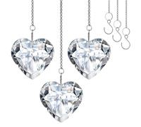 H&D HYALINE & DORA 50mm Clear Crystal Heart Suncatcher Set of 3 Suncatcher for Window Crystal Heart Sun Catcher Hanging Ornament Rainbow Maker Gifts for Mom, Grandma, Friends