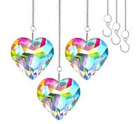 H&D HYALINE & DORA 50mm Geometry Crystal Heart Sun Catcher Prisms Hanging Suncatchers with Glass Prism Rainbow Maker for Windows, Balcony, Kitchen, Garden Decor (AB,3 Pack)