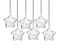 H&D HYALINE & DORA 6-Pack Clear Faceted Crystal Glass Star Christmas Ornaments, Hanging Decorations for Tree & Window, Festive Party Supplies