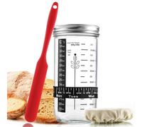 H&D HYALINE & DORA 730ml/24.5oz Sourdough Starter Jar, Glass Sourdough Starter Kit with Date Feeding Band, Thermometer, Cloth Cover & Metal Lid, Reusable Sourdough Bread Baking Supplies