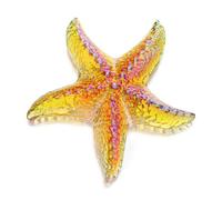 H&D HYALINE & DORA Amber Blown Glass Starfish Figurine Miniature Ocean Animals Collectible Figurine Tiny Glass Starfish for Tables, Desks Home Decor