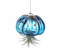 H&D HYALINE & DORA Blown Glass Jellyfish Hanging Air Planter, Cute Blue Jellyfish Air Plant Holder Gifts for Women Room Garden Wedding Party Decor (No Plants)