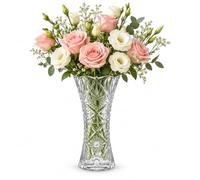 H&D HYALINE & DORA Clear Crystal Vase, Glass Flower Vase Thickening Design Suitable for Home Decor Centerpieces, Wedding, Mothers Gift,9.2'' Tall