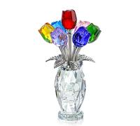 H&D HYALINE & DORA Colorful Crystal Rose Figurine - Rose Flower Gifts for Women - Wedding Party Collectible Figurines - Gift Box Included