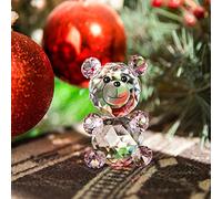 H&D HYALINE & DORA Crystal Bear Figurine,Glass Animal Paperweight Table Centerpiece Gifts for Good Luck (Pink Bear)