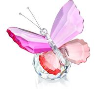 H&D HYALINE & DORA Crystal Butterfly Figurine Glass Butterfly with Ball Base Statue Collectibles Figurines Gifts for Women Mom(Rose Red & Pink)