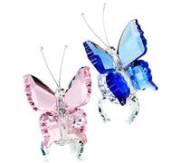 H&D HYALINE & DORA Crystal Butterfly Figurine Ornament with Ball Base, Glass Butterfly Animal Statue Table Decor Paperweight Gift, 2pcs