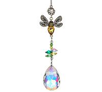 H&D HYALINE & DORA Crystal Colorful Bee Rhinestones Suncatcher,Crystal Prism Sun Catcher for Window,Glass Ball Hanging Ornament, Rainbow Maker Home Decor