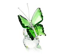 H&D Hyaline&Dora Crystal Flying Butterfly with Crystal Ball Base Figurine Collection Ornament Statue Animal Collectible(green)
