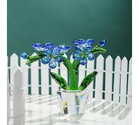 H&D HYALINE & DORA Crystal Forget Me Not Flower Figurine,Glass Blue Flower Ornament Table Decor Valentines Day Gifts For Her