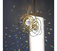 H&D HYALINE & DORA Crystal Galaxy Suncatcher,Hanging Rainbow Sun catcher for Windows, Glass Ball Prism Sun Catcher With 4 Brass Circles