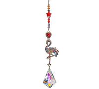H&D HYALINE & DORA Flamingo Colorful Crystal Rhinestones Suncatcher Window Hang Pendant, Hanging Crystals for Windows,Christmas Tree,Wedding Decor
