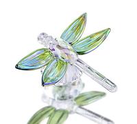 H&D HYALINE & DORA Handmade Crystal Dragonfly Collectible Figurine, Glass Animals Gift Collection, Decorative Paperwight Green