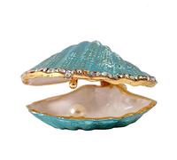 H&D HYALINE & DORA Handmade Enamel Pearl Mussel Trinket Box, Metal Seashell Ring Holder Decor & Christmas Gift