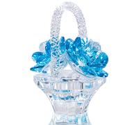H&D Hyaline&Dora Light Blue Glass Flower Basket Ornament,Handmade Crystal Flower Figurine craft Cut Paperweight,Home Decor Tabletop Centerpiece, Birthday Gifts for Lady