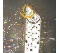 H&D HYALINE & DORA Sun and Moon Suncatcher Crystal Wind Chimes for Hanging Outdoor Indoor,Glass Window Hanging Suncatcher for Garden Backyard Ceiling Room Decor